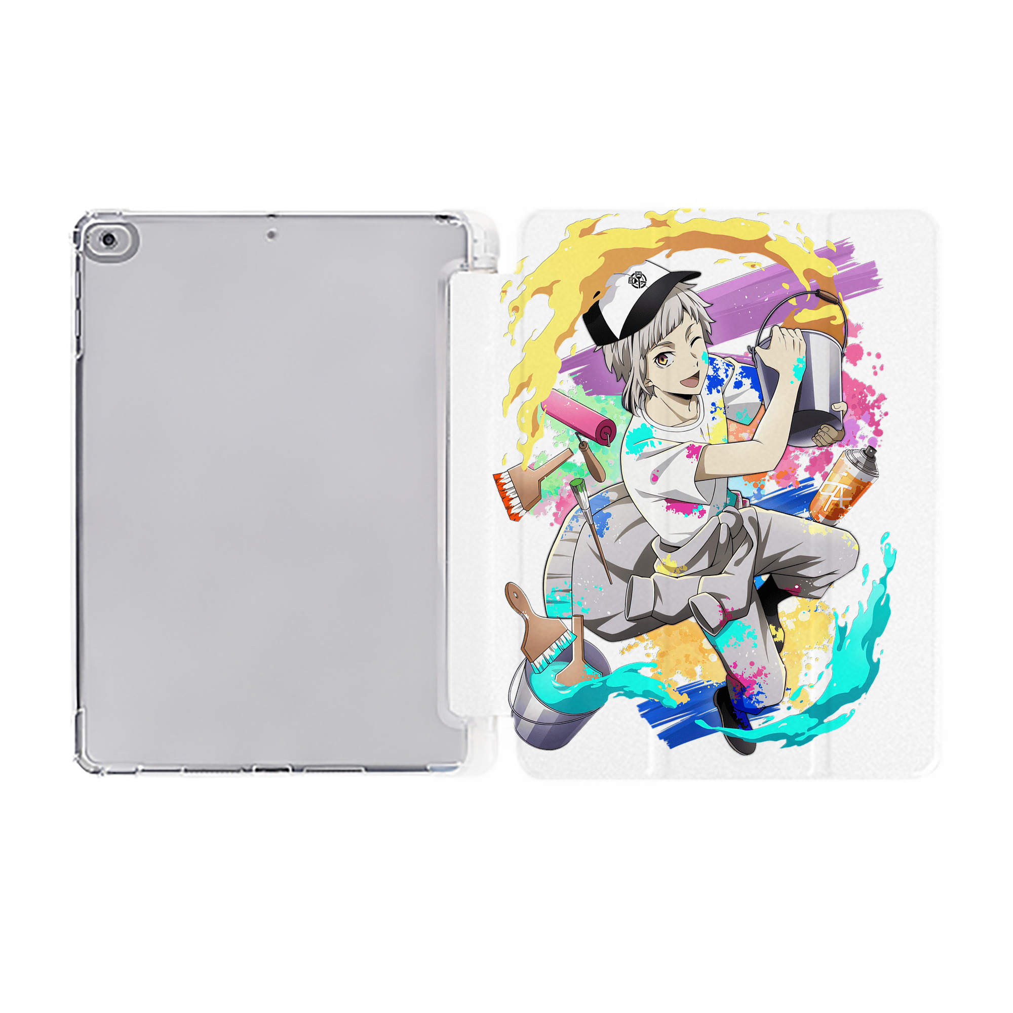 （画像用） 文豪ストレイドッグス Bungo Stray Dogs IPad ケース ペン収納付き 三つ折りスタンド PUレザー×シリコン 対応機種9.5/10.5/10.9インチ